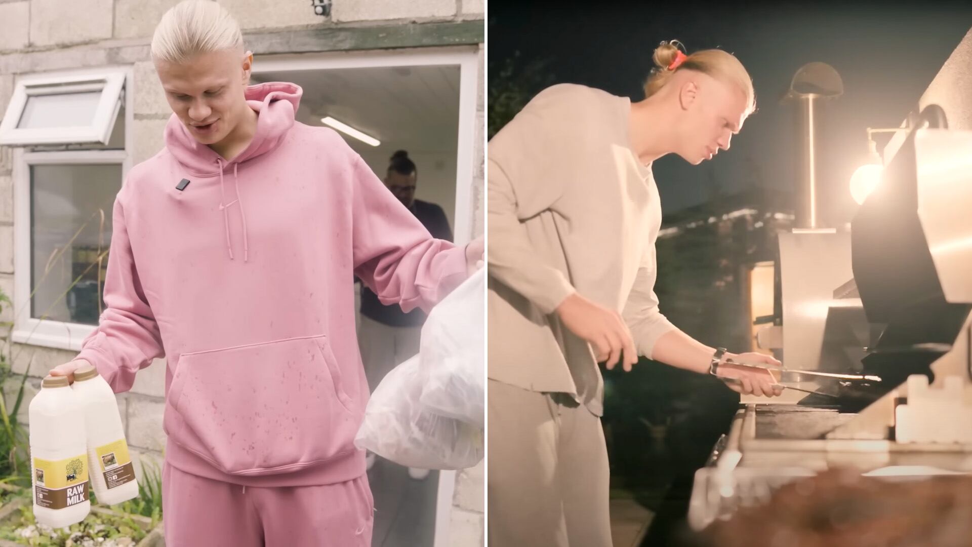 La alimentación de Haaland incluye carne, leche cruda y productos locales, desafiando los clichés del fútbol profesional (Captura de pantalla. Youtube: Erling Haaland)