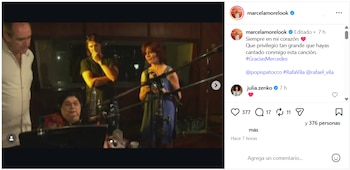 Marcela Morelo recordó a Mercedes Sosa con una imagen compartida y agradeció haber cantado con ella