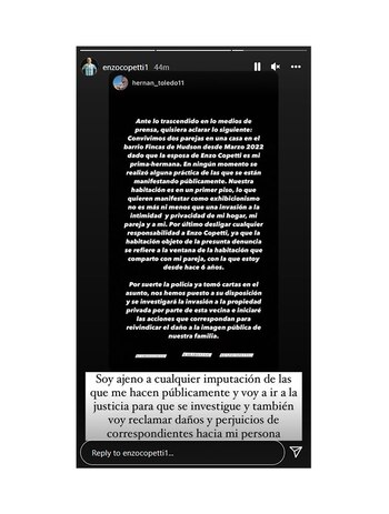 Copetti compartió el posteo de