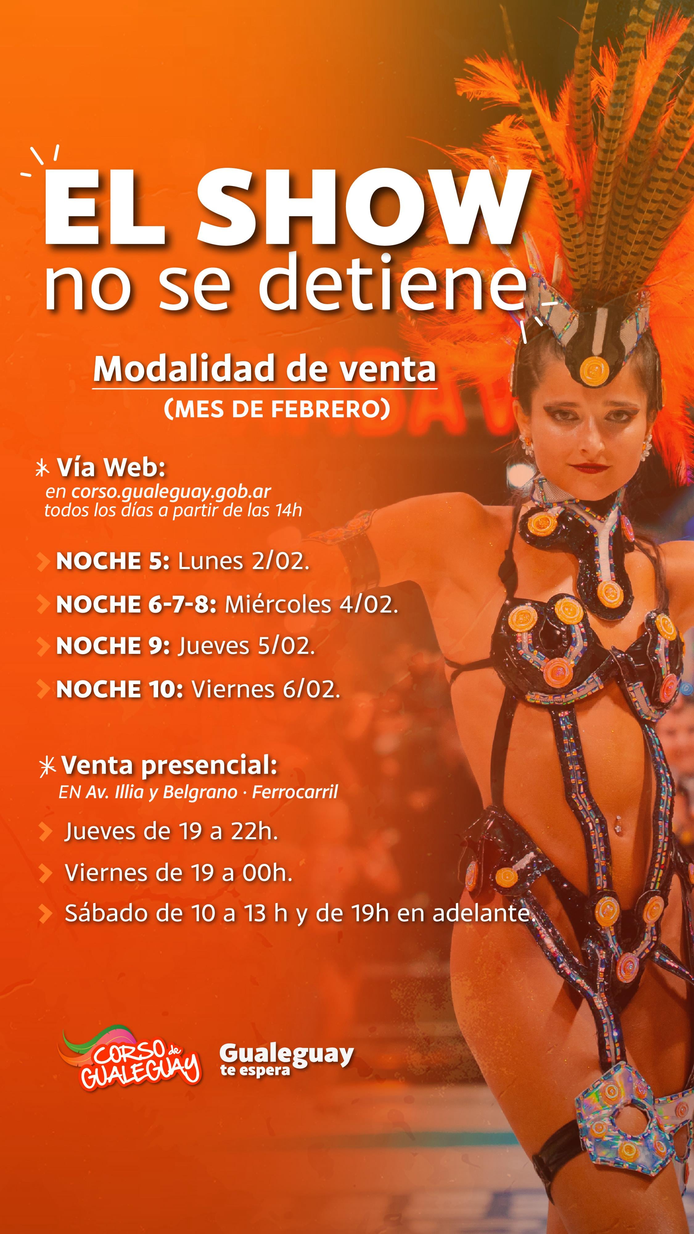 La venta de entradas se realiza en fechas puntuales según el calendario de febrero y la demanda de público