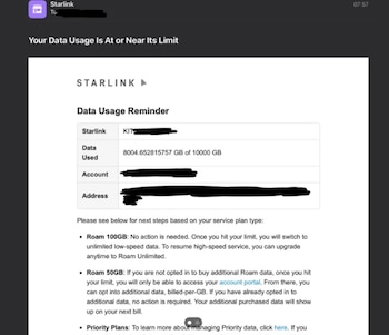 Usuarios de Starlink revelan que tienen una cantidad de GB disponibles antes que se relantize su servicio.