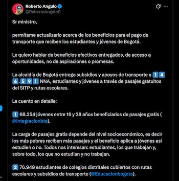 El secretario de Integración Social de Bogotá le respondió al ministro de Educación tras críticas a Galán - crédito X