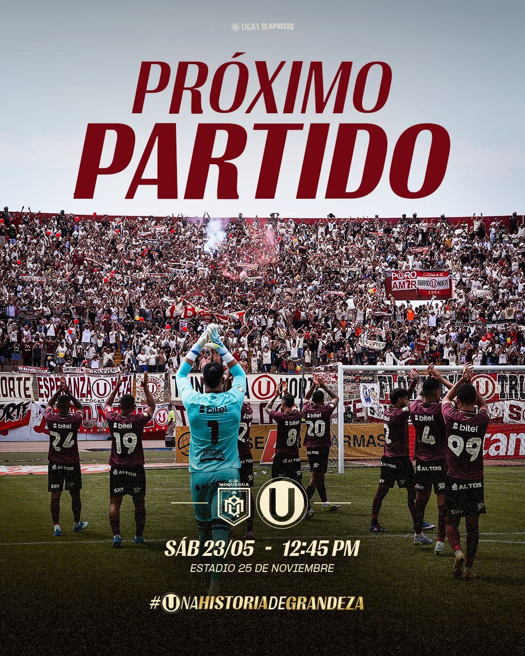 Universitario se medirá con CD Moquegua por el Torneo Apertura 2026.