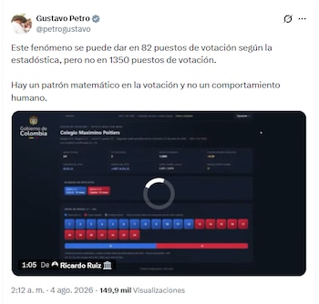 Petro afirmó que hay indicios de manipulación de las elecciones - crédito @petrogustavo/X