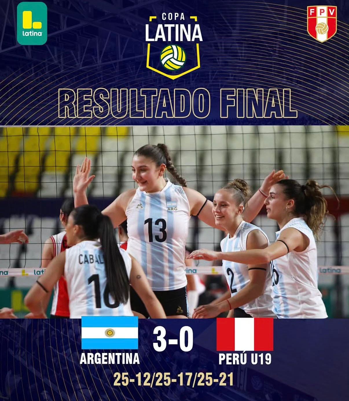 Argentina superó a Perú Sub 19 en el debut por la Copa Latina de vóley 2026.