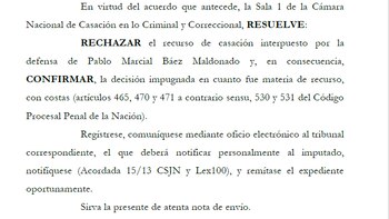 Condena confirmada: el fallo de