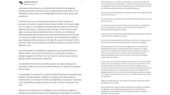 Gustavo Petro acusa José Manuel Restrepo de querer abolir o salário mínimo e chama-o de “violento dos direitos católicos” – crédito @petrogustavo/X