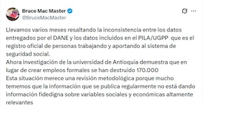 Bruce Mac Master, presidente de la Andi, dijo que la situación merece una revisión metodológica - crédito @BruceMacMaster/X