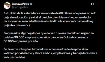 Gustavo Petro - crédito @petrogustavo/X