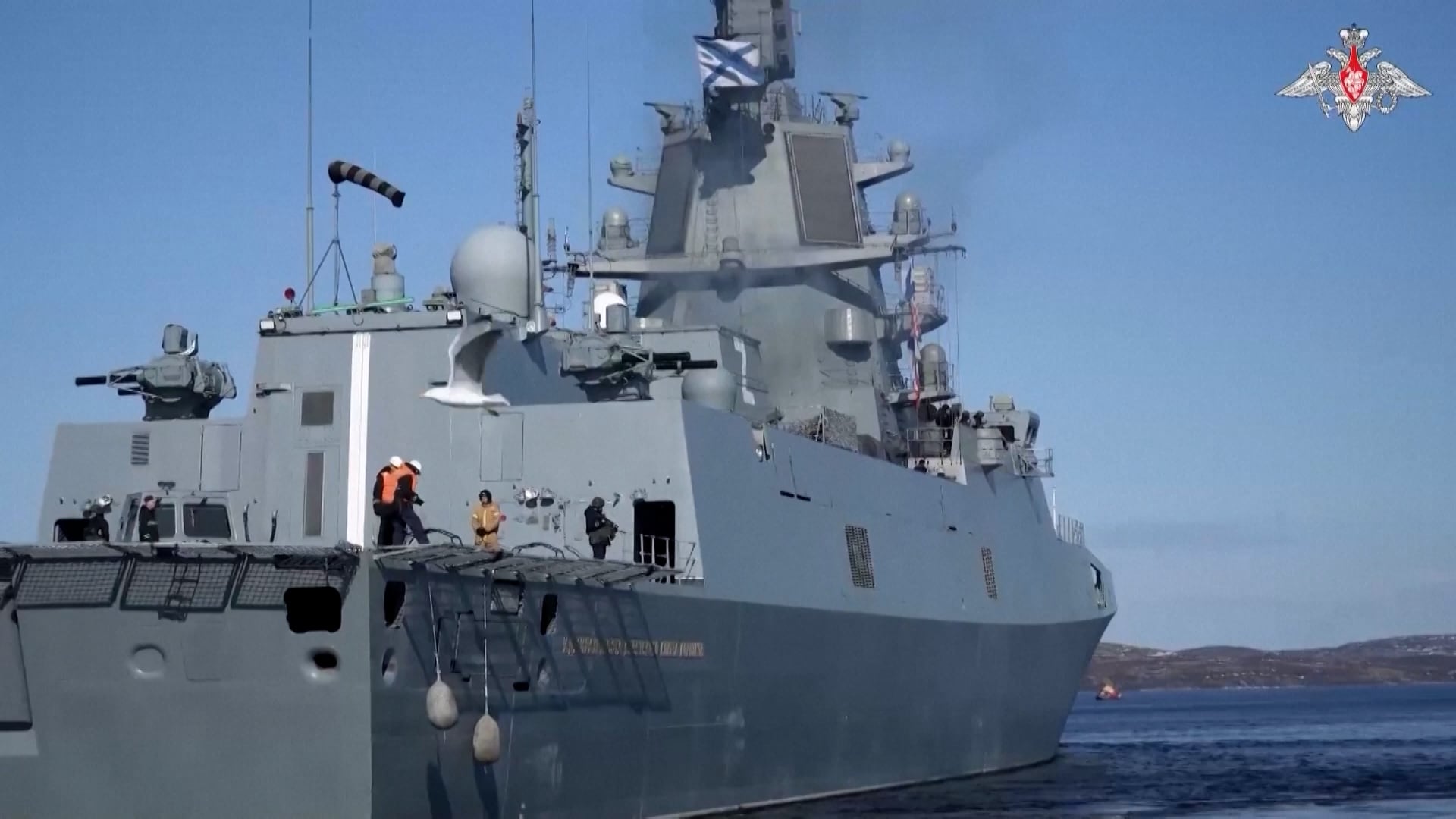 El Ministerio de Defensa ruso difundió imágenes de sus ejercicios nucleares estratégicos, con lanzadores de misiles, submarinos, la fragata Admiral Gorshkov y cazas MiG-31 armados con misiles hipersónicos Kinzha, el 21 de marzo de 2026 (Captura de video)