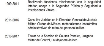 Parte del currículum del hombre detenido
(Captura de pantalla/FGE Guerrero)