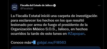 La Fiscalía estatal informó que