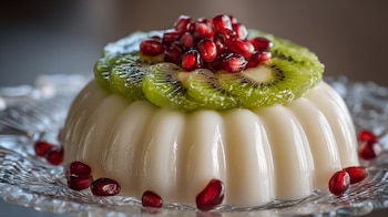 Gelatina decorada con granada y