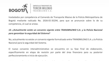 El nuevo instrumento de seguridad entre la empresa y la institución armada se encuentra en fase de revisión financiera y carece de fecha de firma - crédito Diana Diago/Concejo de Bogotá