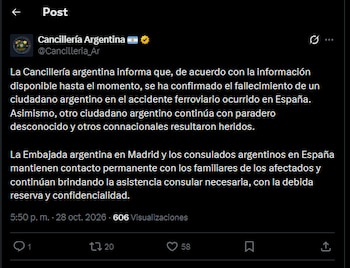 Accidente Trenes España - Cancillería Argentina