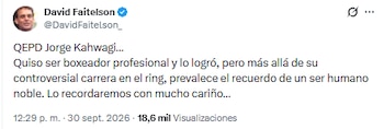 David Faitelson reconoció las controversias que rodearon la vida de Jorge Kahwagi, sin dejar de resaltar su inmensa calidad humana. (X/ @DavidFaitelson_)