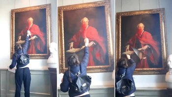 Una manifestante pro palestina destruyó