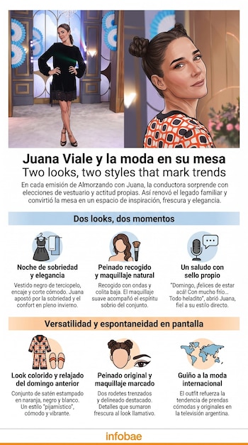 En sus últimos programas, Juana Viale lució dos atuendos distintos que marcaron tendencia en su programa de televisión