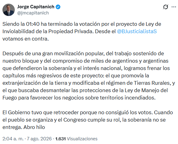 Capitanich resumió los hechos ocurridos tras la jornada maratónica en el Senado