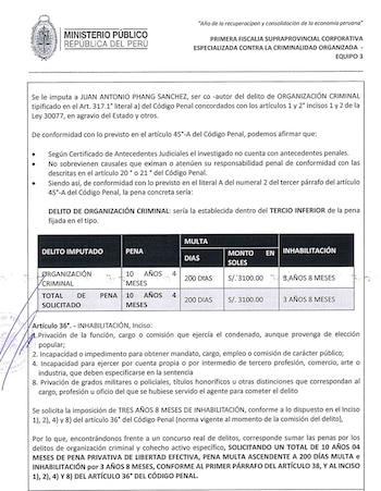 Piden prisión contra Juan Phang Sánchez.