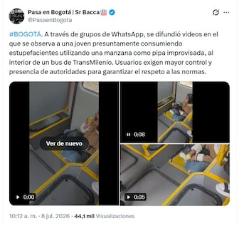 Este nuevo episodio se reveló en redes sociales el miércoles 8 de julio de 2026 - crédito @PasaenBogota/X