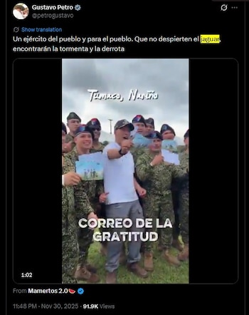 Petro hablando sobre el jaguar