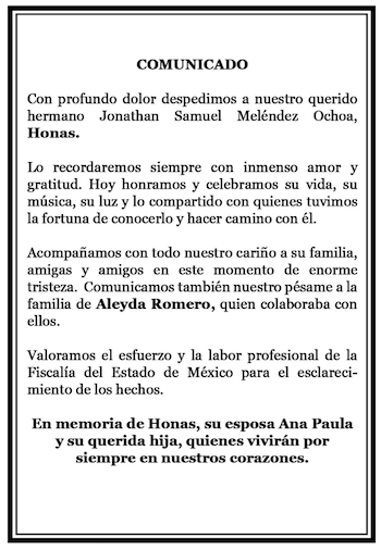 Comunicado Oficial. (Instagram)