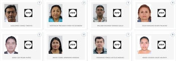 Ocho recuadros muestran fotos de cabezas y hombros de candidatos electorales, junto al logo blanco y negro de 'PPP' y sus nombres escritos debajo