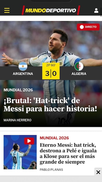 Así tituló Mundo Deportivo la actuación del astro argentino