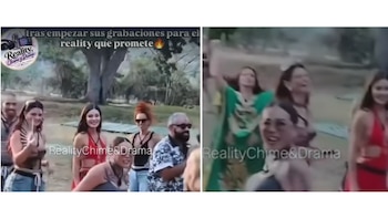 Imágenes filtradas revelaron a Calderón compartiendo escena con personalidades como Aleska Genesis y Sergio Mayer, lo que incrementó las especulaciones sobre la producción - crédito captura de pantalla @realitychisme&drama @carlosochoatv/ TikTok