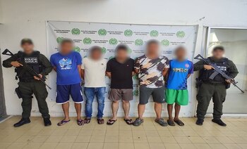 Entre los detenidos se encuentra alias El viejo Pascual, quien se encargaba de del cobro de extorsiones a comerciantes y transportadores de Córdoba - crédito Policía Nacional