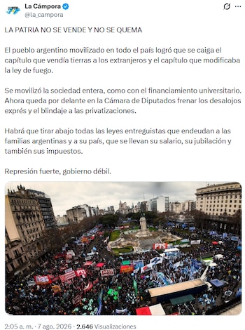El comunicado que emitió La Cámpora