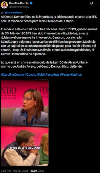 Carolina Corcho denunció debilidades en