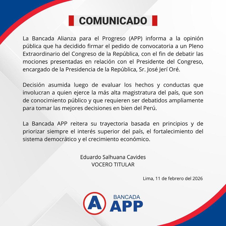 Comunicado de Alianza para el Progreso.