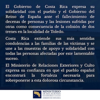 Comunicado del gobierno costarricense ante la tragedia en Toledo, España.