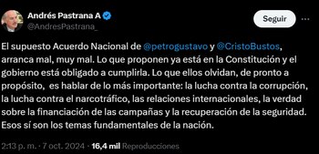 Andrés Pastrana criticó los puntos