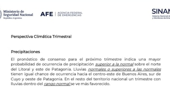 Las previsiones de precipitaciones de la Agencia Federal de Emergencias (AFE) publicado el 17 de julio