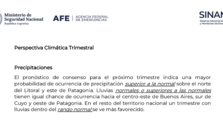 Las previsiones de precipitaciones de la Agencia Federal de Emergencias (AFE) publicado el 17 de julio