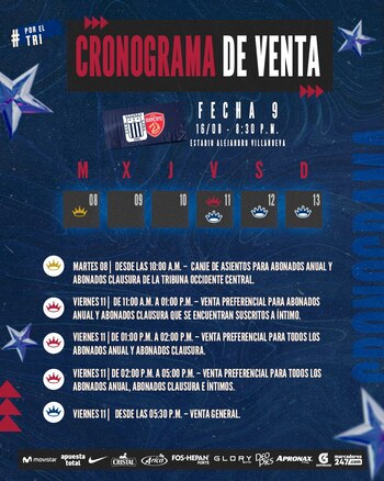 Cronograma de venta de entradas