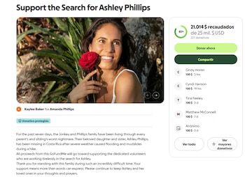 La familia de Ashley utiliza la plataforma GoFundMe para costear los preparativos de su funeral y agilizar los trámites de repatriación a Estados Unidos.