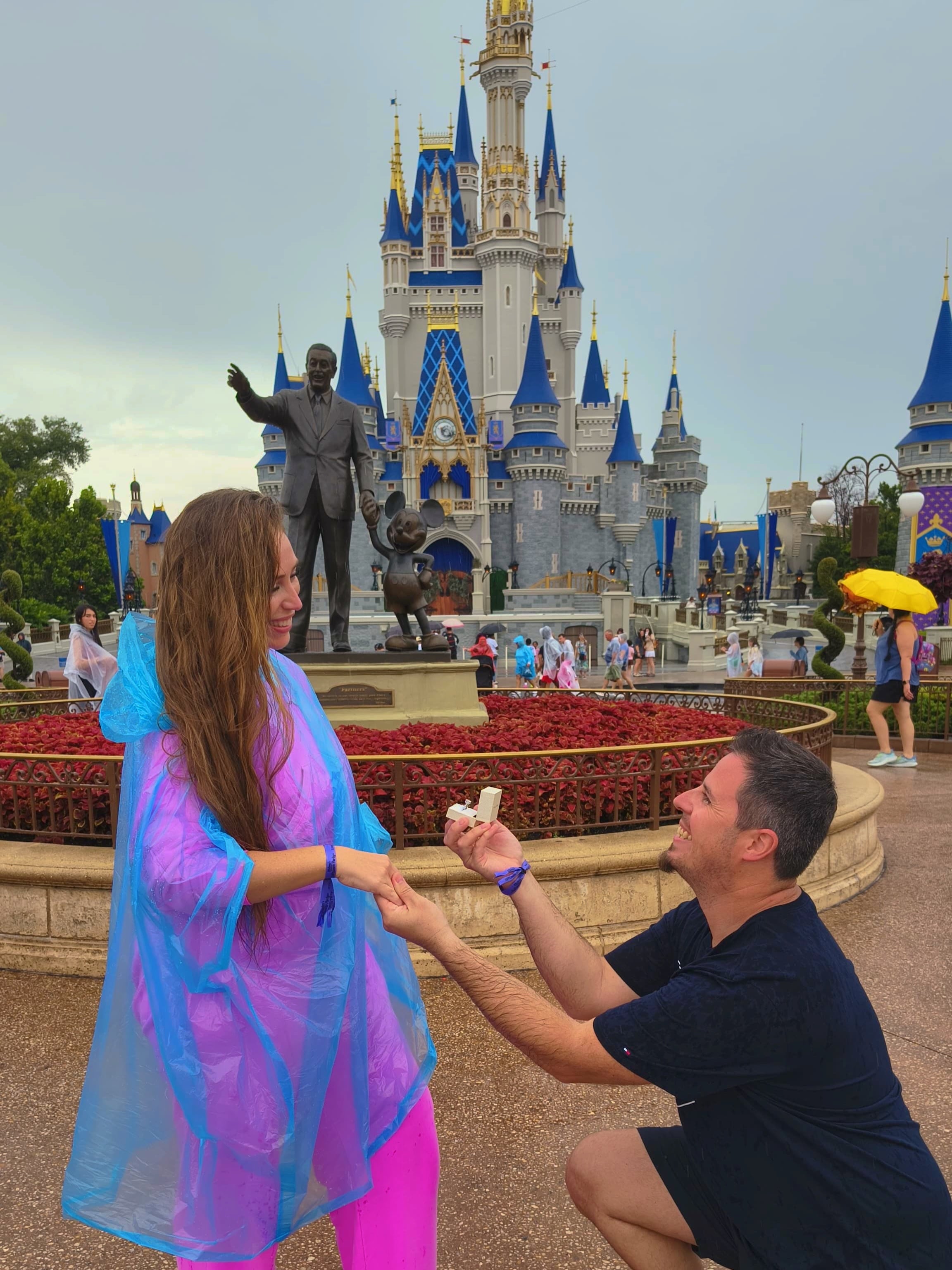 La pareja se comprometió frente al castillo de Disney
