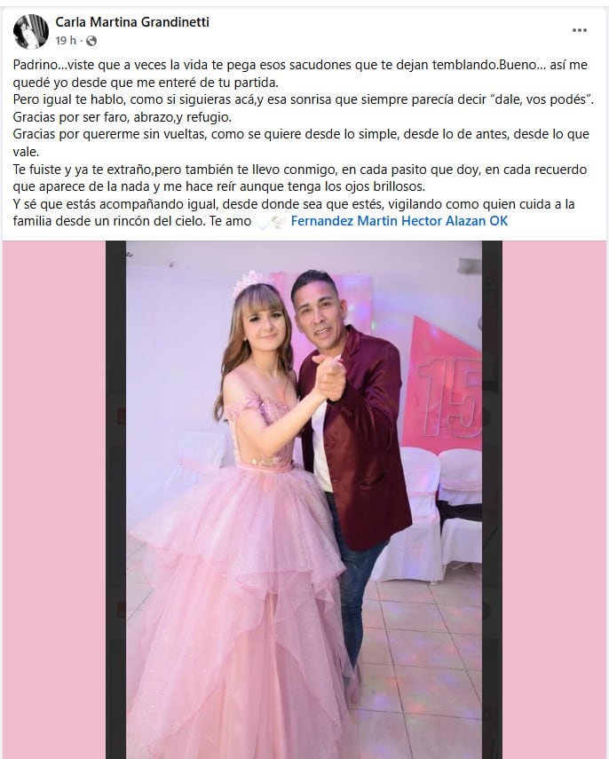 La emotiva despedida de Carla, la ahijada de Martín Fernández