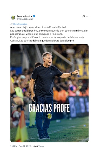 El comunicado de Rosario Central