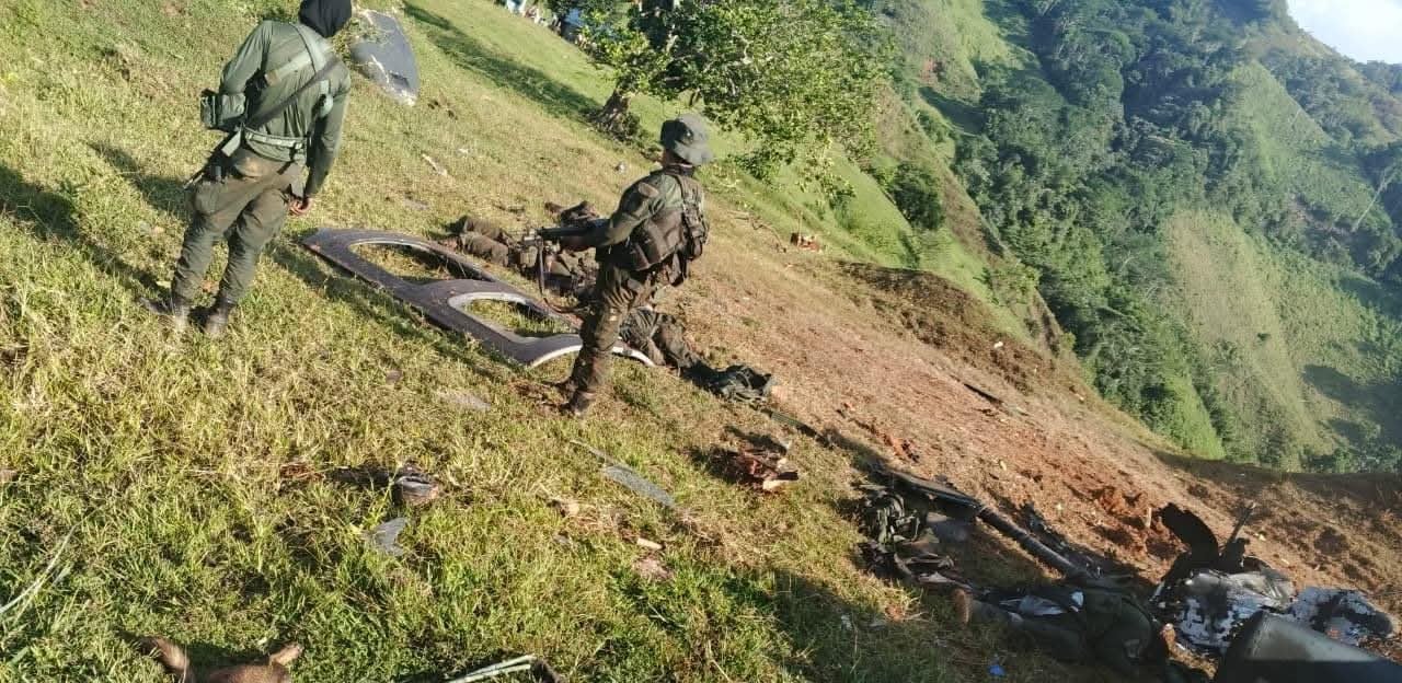 La hipótesis principal señala que un dron fue empleado para detonar explosivos cerca del helicóptero durante el vuelo o en el procedimiento de aterrizaje - crédito Grupo de difusión Reporte de emergencias / WhatsApp