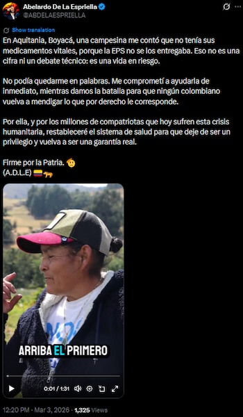 Abelardo de la Espriella habló del sistema de salud - crédito @ABDELAESPRIELLA/X