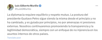 El canciller Luis Gilberto Murillo