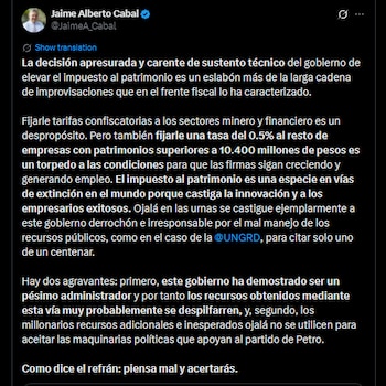 Jaime Alberto Cabal rechazó la