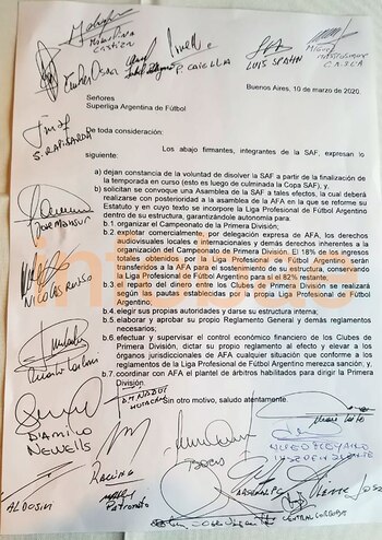 La carta que firmaron los