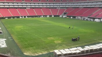 En el césped del estadio