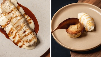 Canelón de cocido y tarta